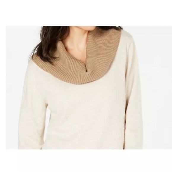Karen Scott Womens Colorblock Cowl Neck Pullover Sweater, Beige, XX-Large NWT - Picture 2 of 10